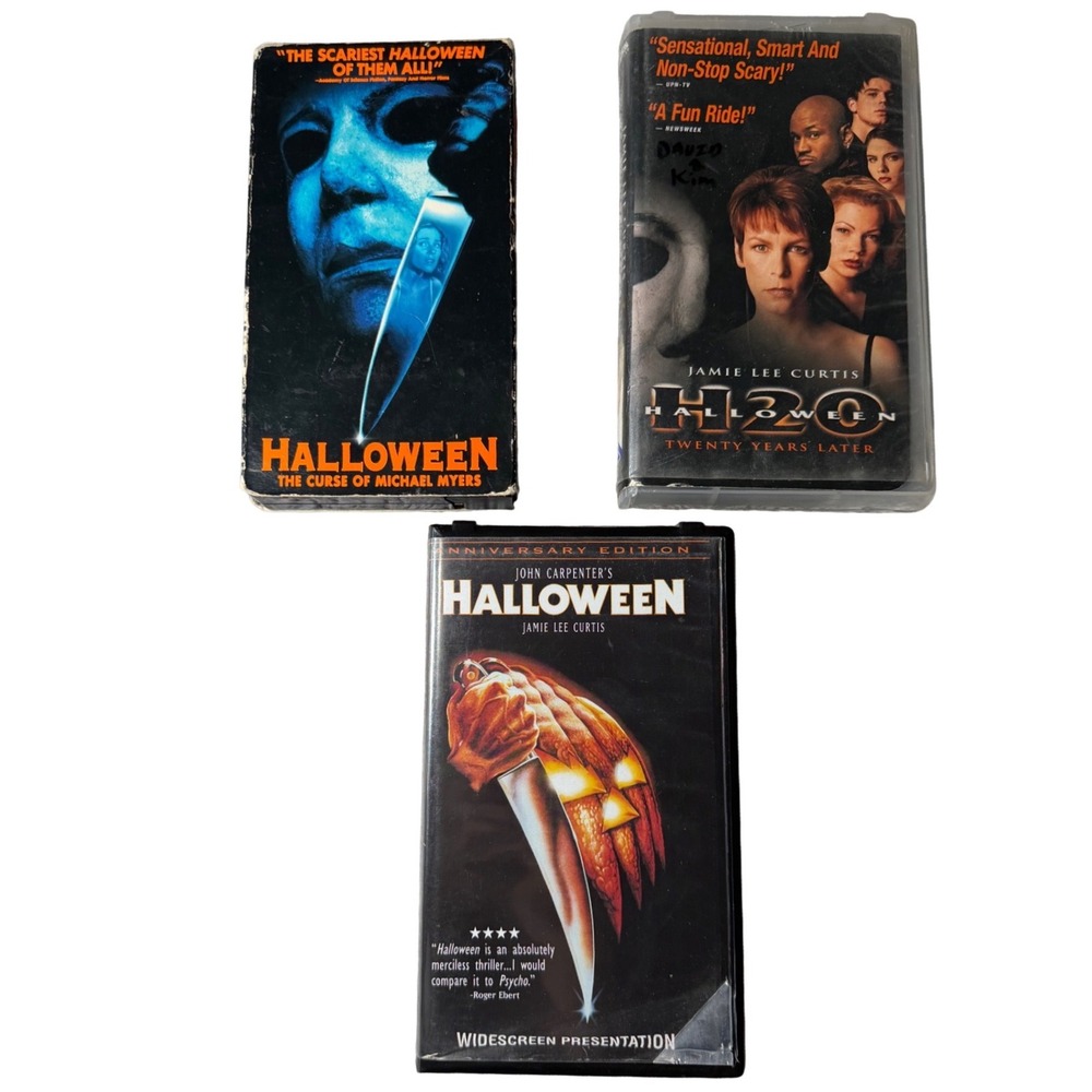 Halloween VHS Lot of 3 H20 Curse of Michael Myers + Extra Slipcover Horror